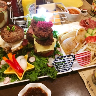 ハンバーグタワーでセルフハンバーガー